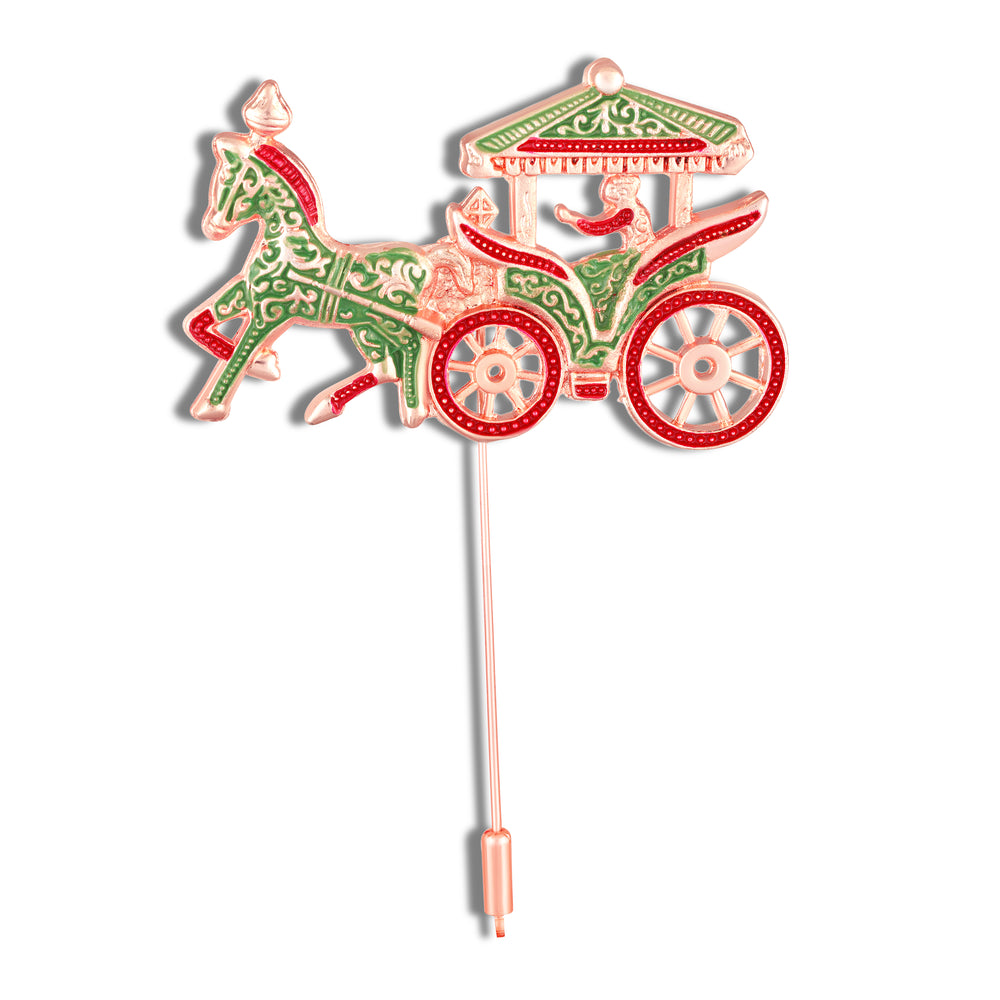 Enamel Horse Carriage Brooch Lapel Pin