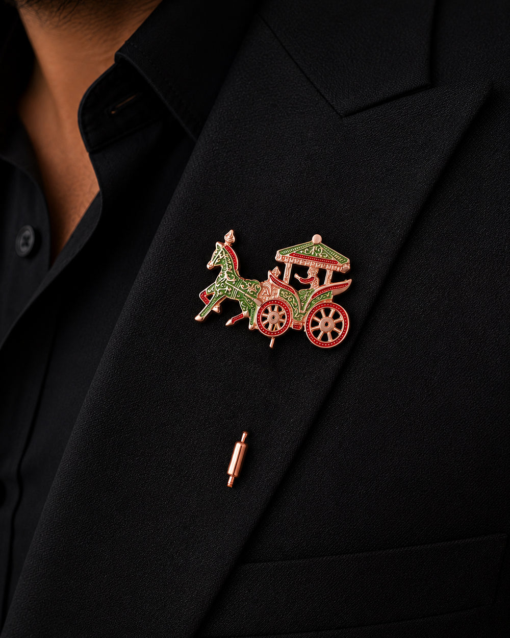 Enamel Horse Carriage Brooch Lapel Pin