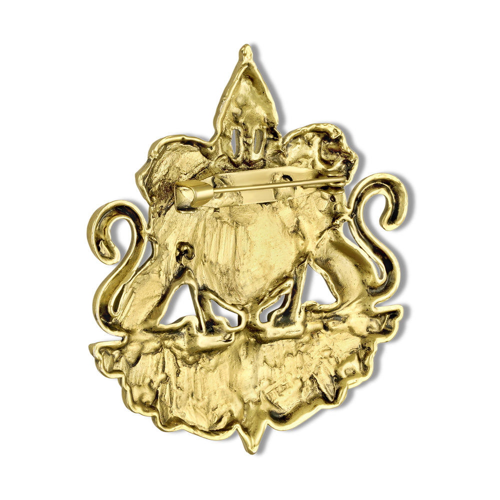 Royal Golden Lion Crest Brooch