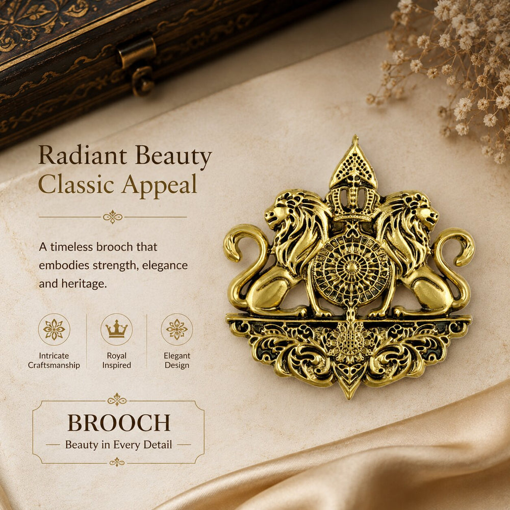Royal Golden Lion Crest Brooch
