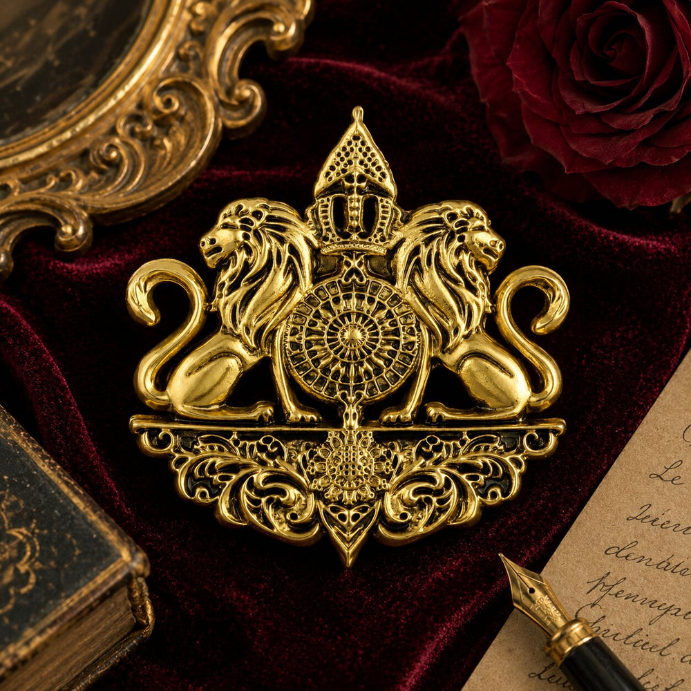 Royal Golden Lion Crest Brooch
