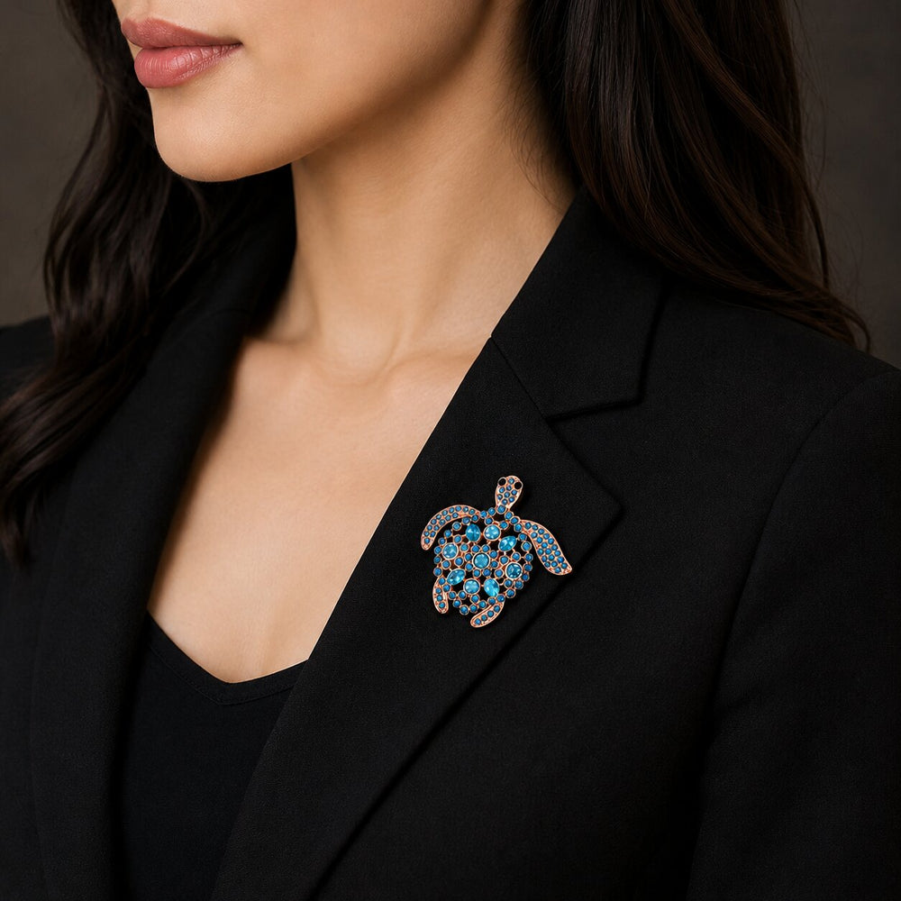 Crystal Sea Turtle Brooch