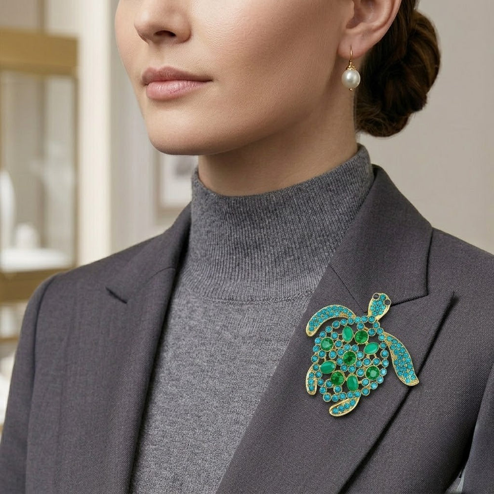 Crystal Sea Turtle Brooch