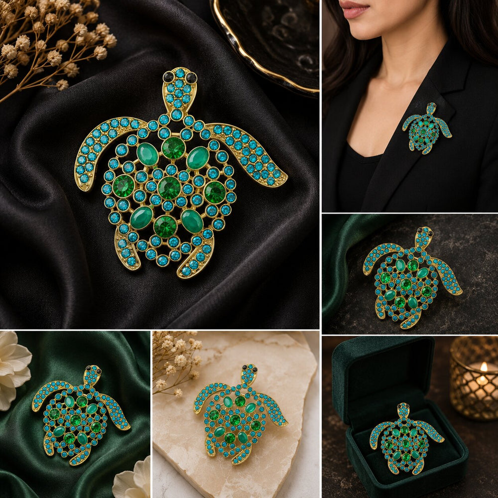 Crystal Sea Turtle Brooch