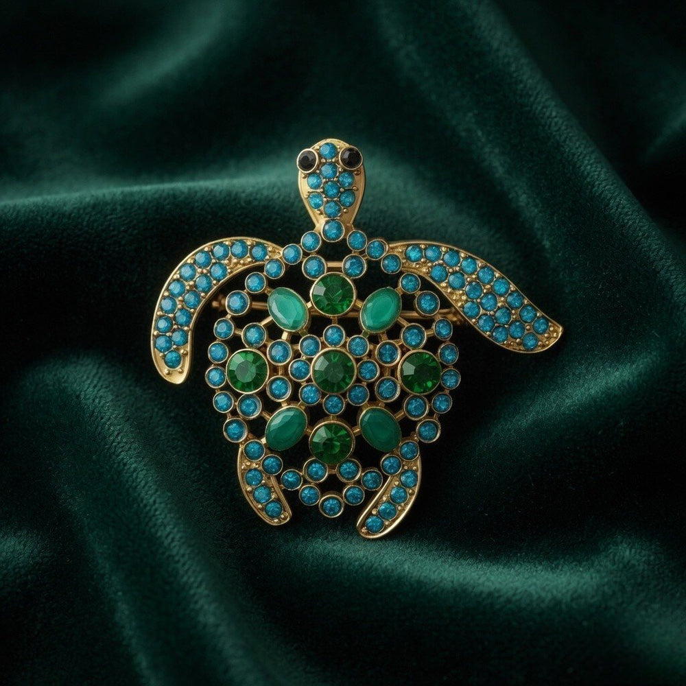 Crystal Sea Turtle Brooch