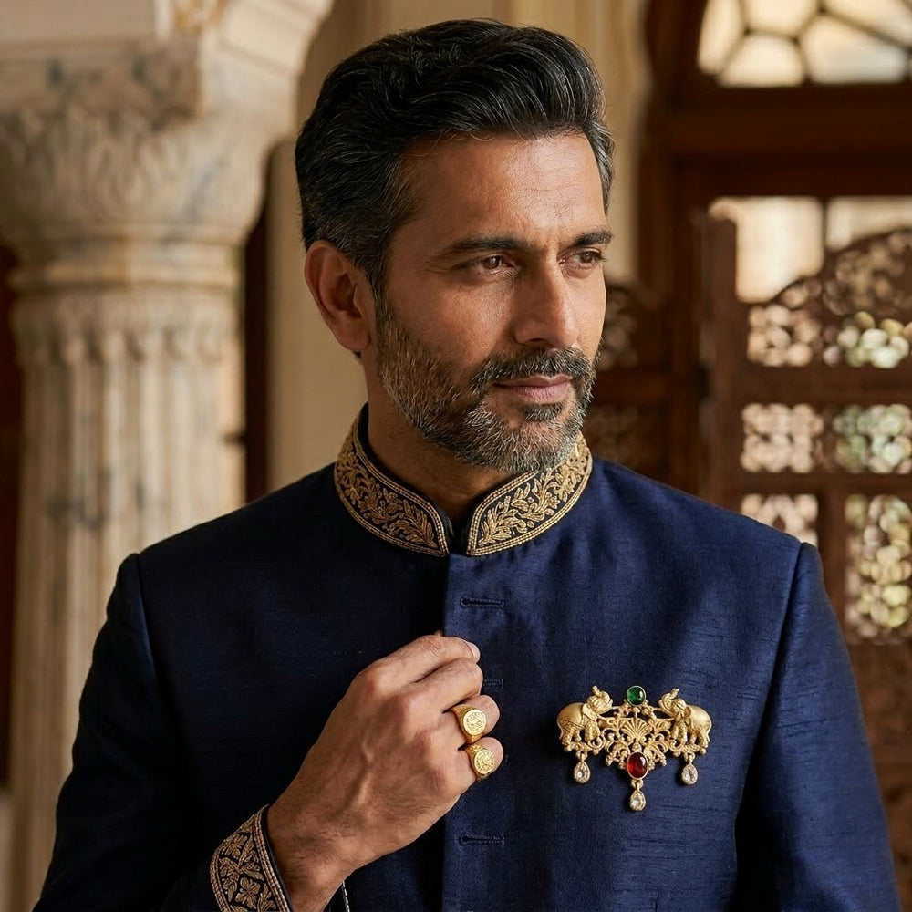 Rajwadi Elephant Brooch