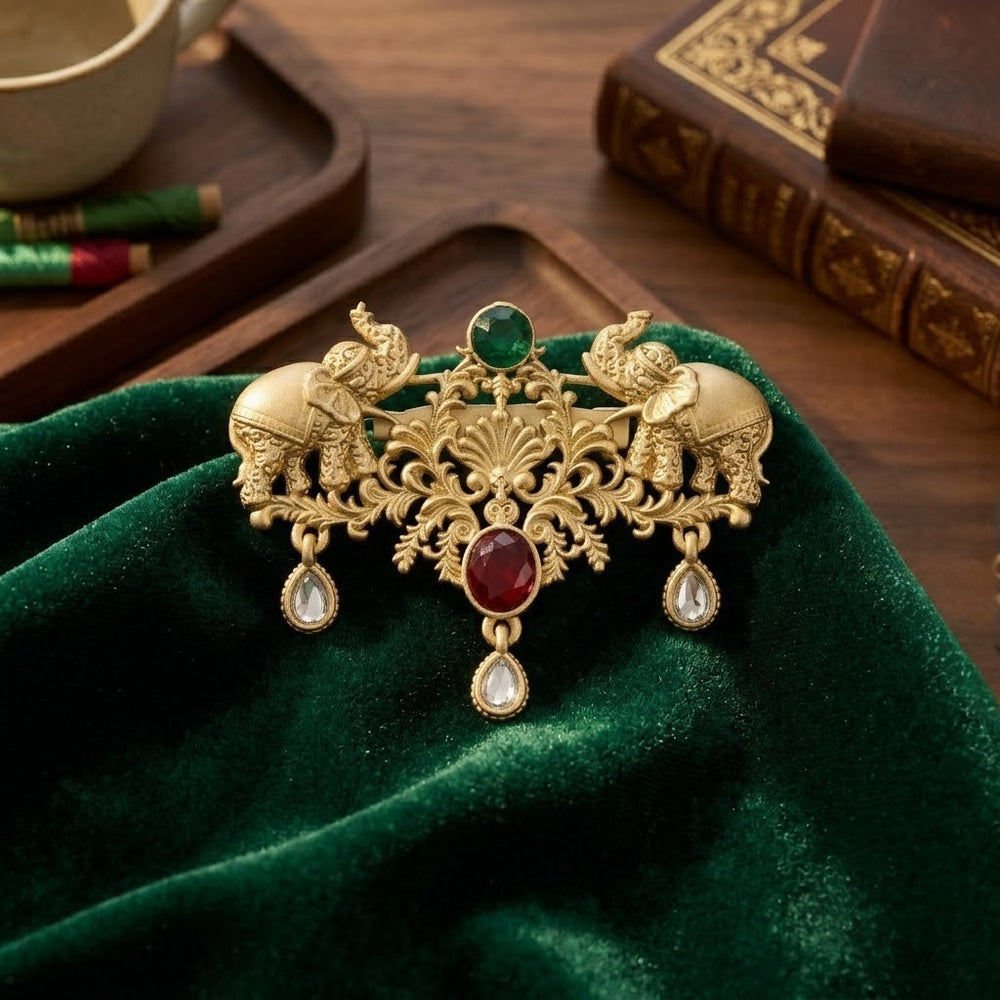 Rajwadi Elephant Brooch