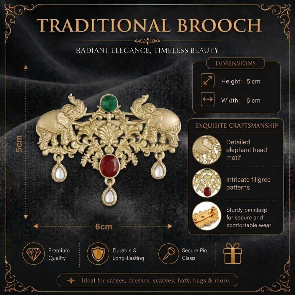 Rajwadi Elephant Brooch