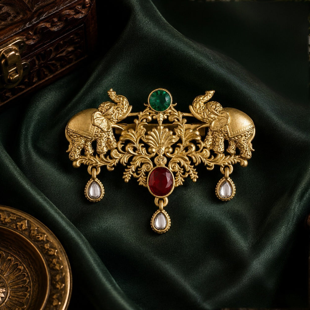 Rajwadi Elephant Brooch
