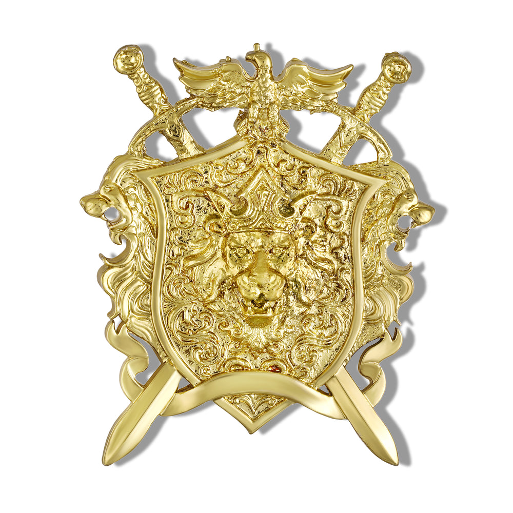 Royal Lion Crest Gold Men Brooch