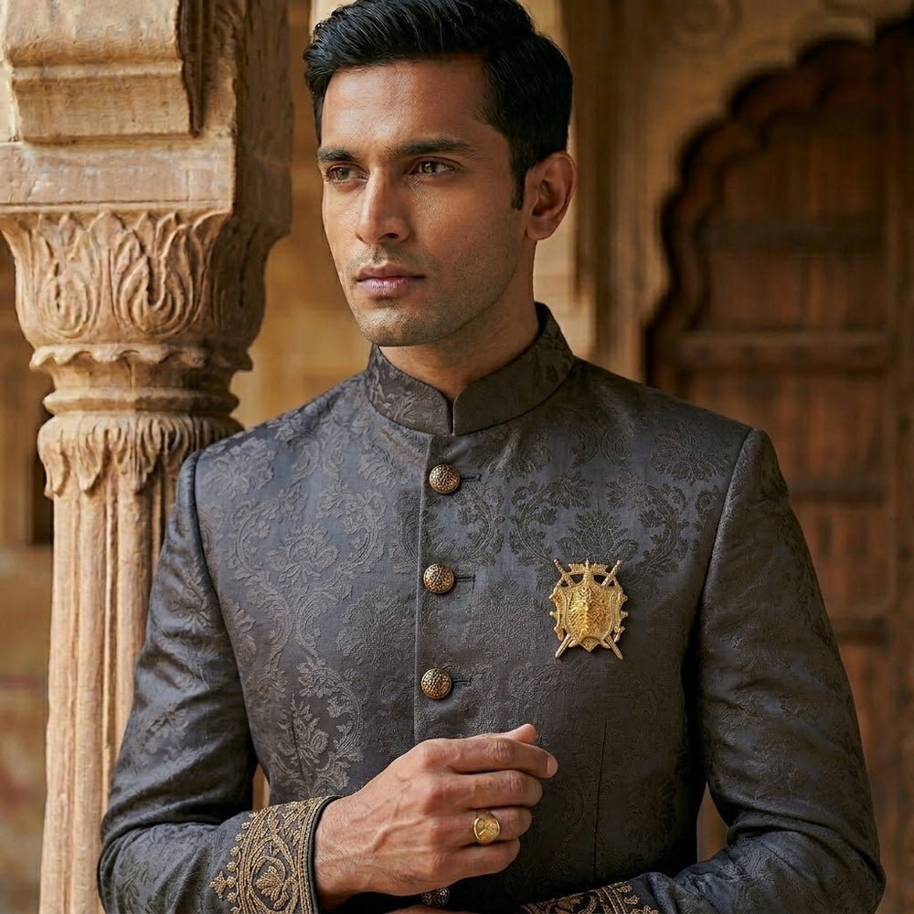 Royal Lion Crest Gold Men Brooch