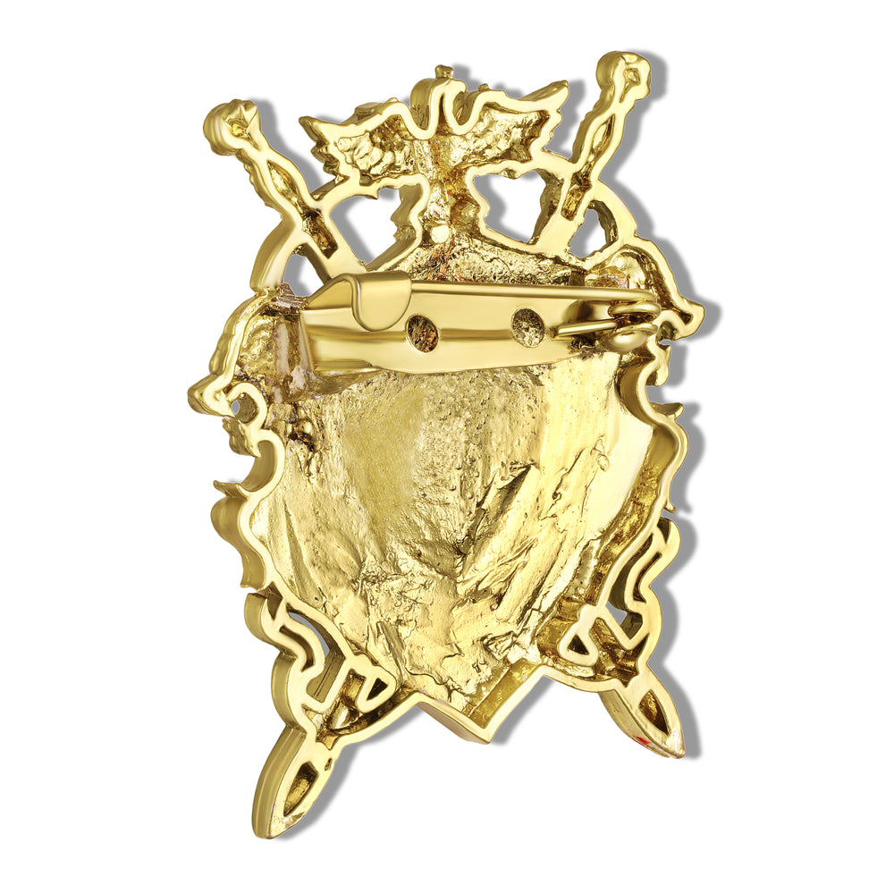 Royal Lion Crest Gold Men Brooch