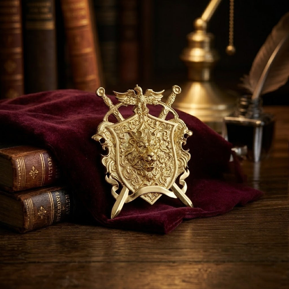 Royal Lion Crest Gold Men Brooch