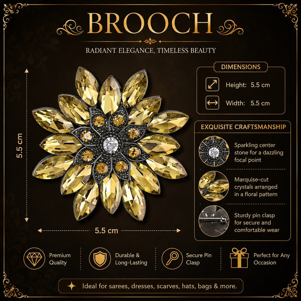 Floral Crystal Women Brooch Pin