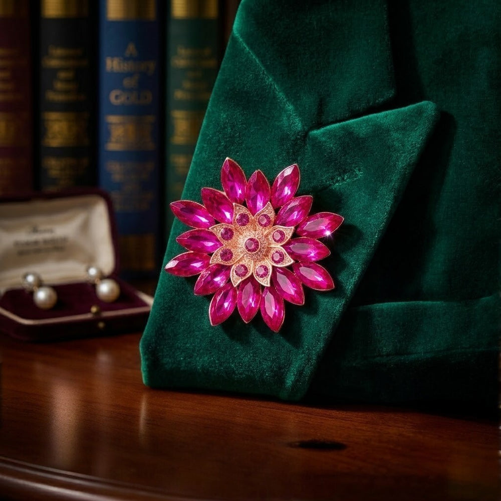 Floral Crystal Women Brooch Pin