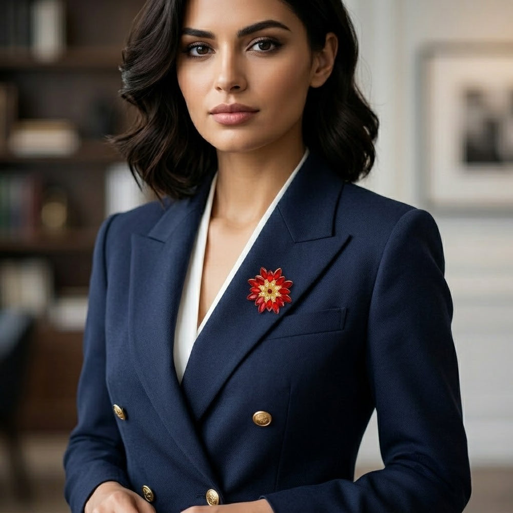 Floral Crystal Women Brooch Pin