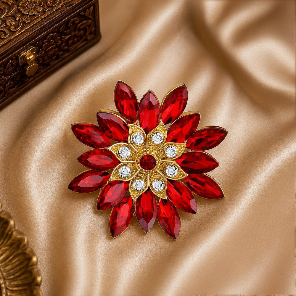 Floral Crystal Women Brooch Pin