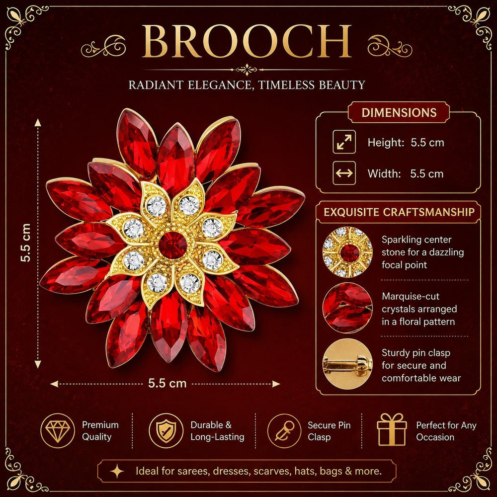 Floral Crystal Women Brooch Pin
