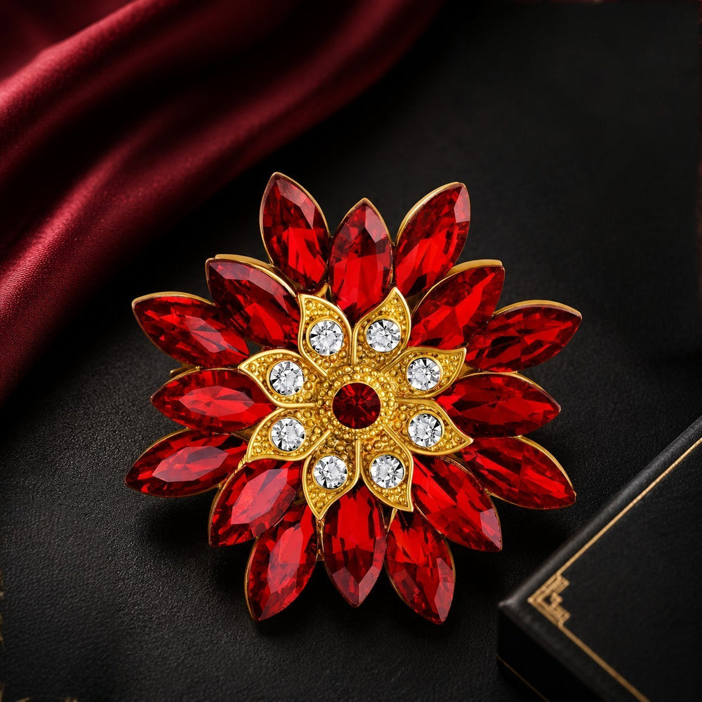 Floral Crystal Women Brooch Pin