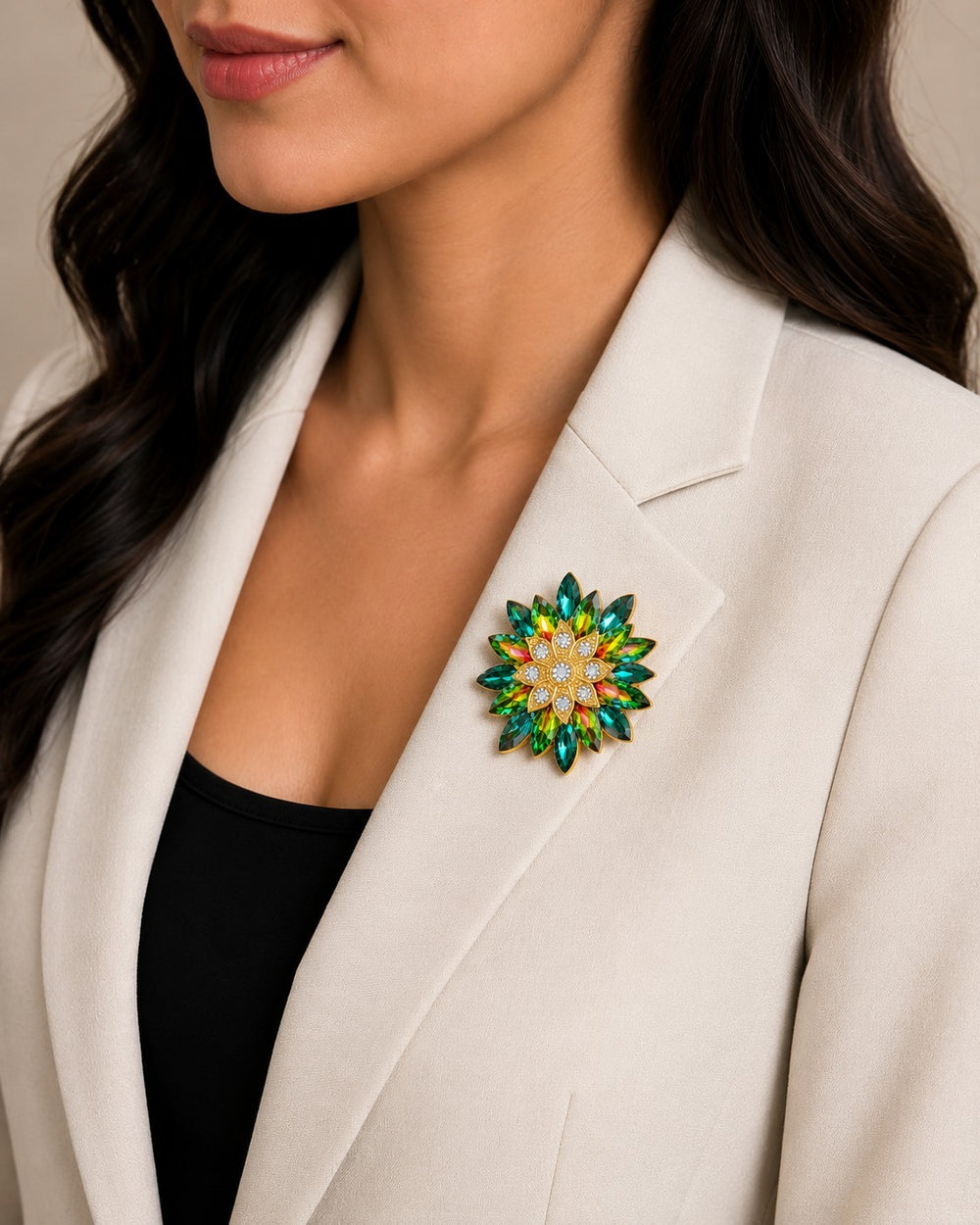 Floral Crystal Women Brooch Pin