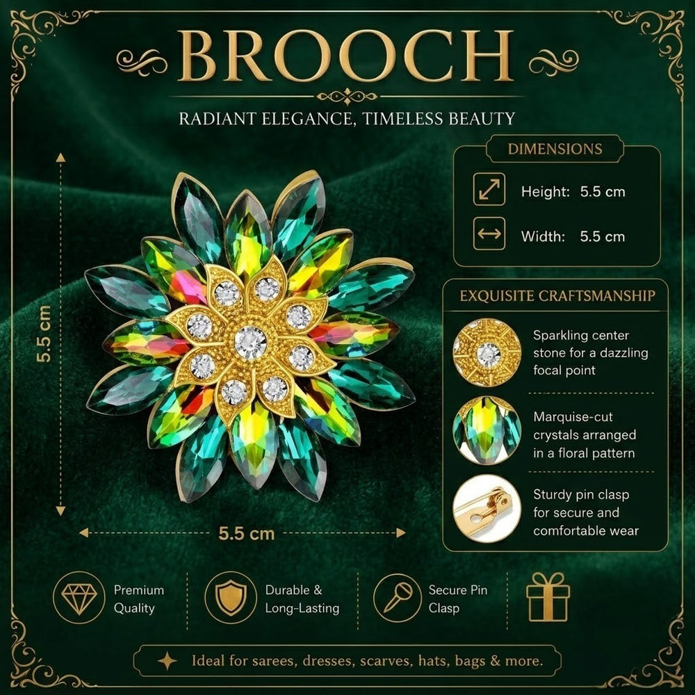Floral Crystal Women Brooch Pin