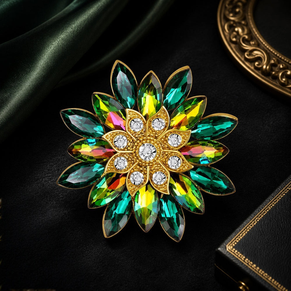 Floral Crystal Women Brooch Pin