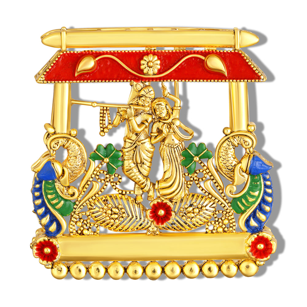 Divine Radha Krishna Peacock Brooch