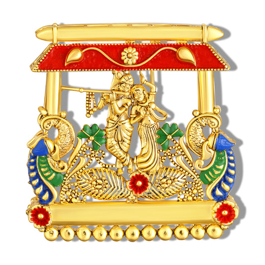 Divine Radha Krishna Peacock Brooch