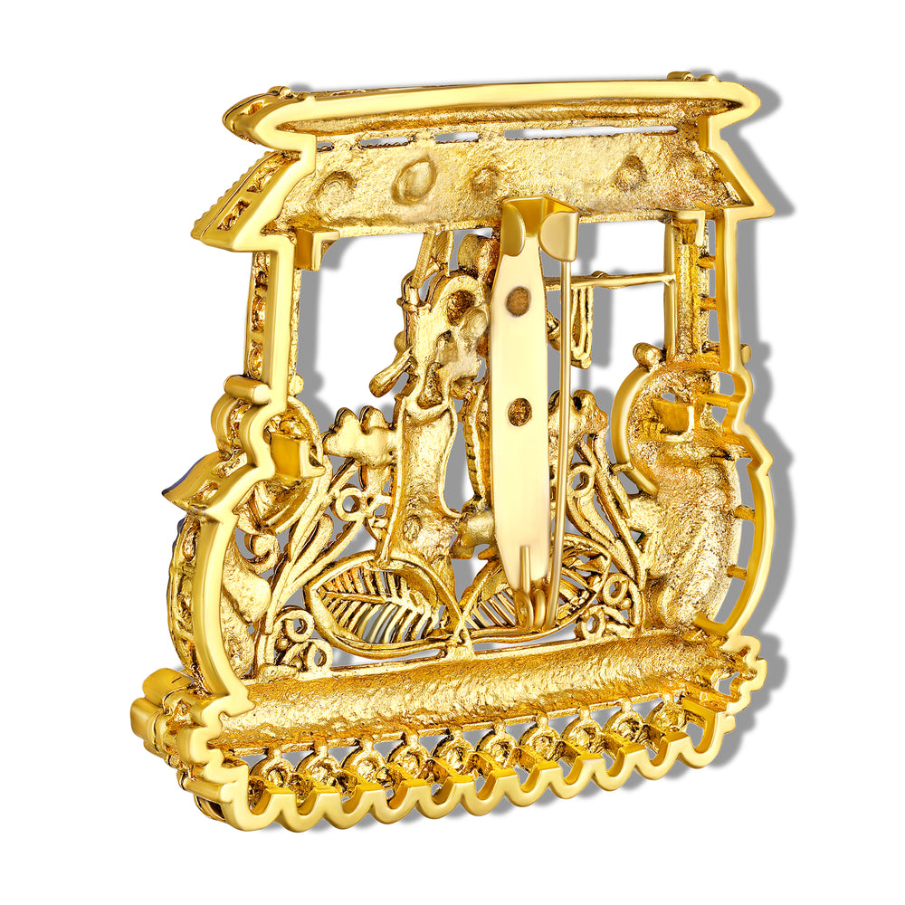 Divine Radha Krishna Peacock Brooch
