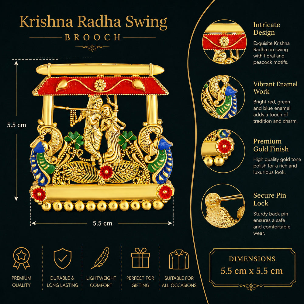 Divine Radha Krishna Peacock Brooch