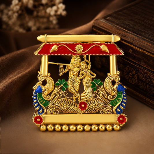 Divine Radha Krishna Peacock Brooch