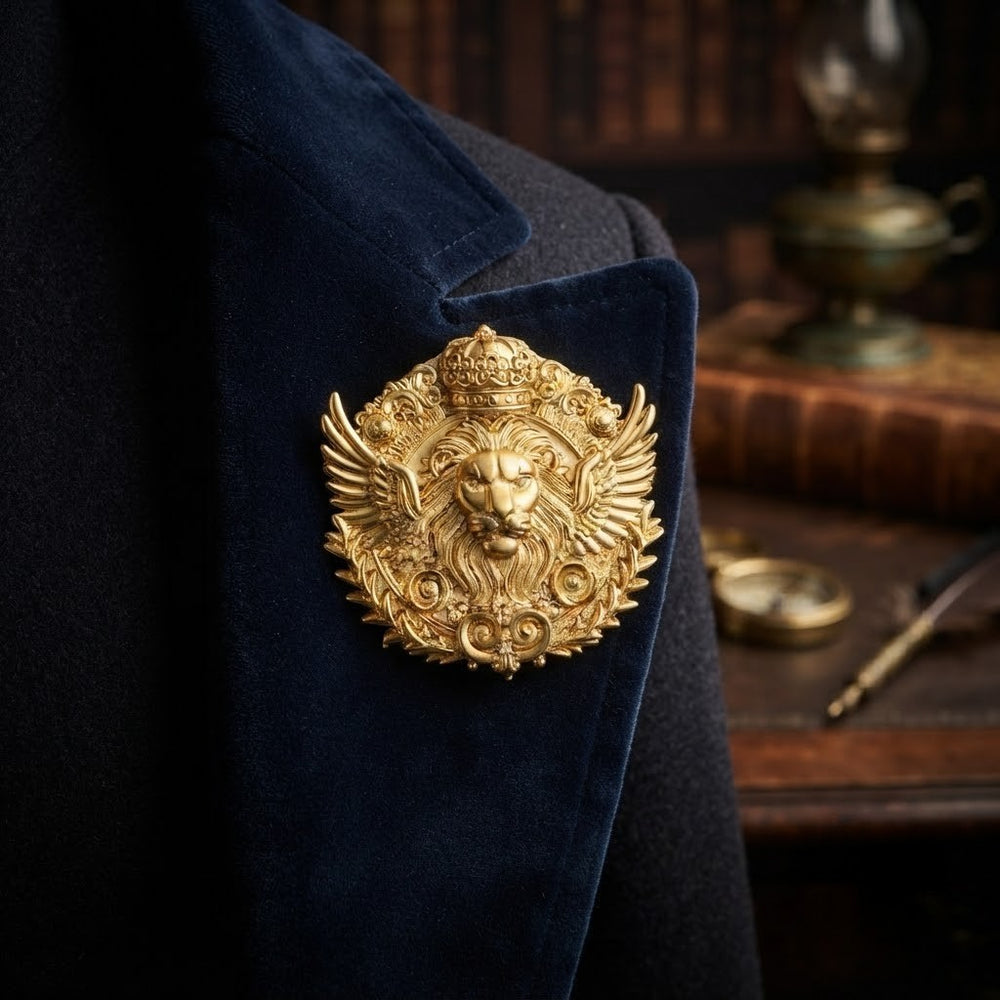 Royal Lion Crown Brooch