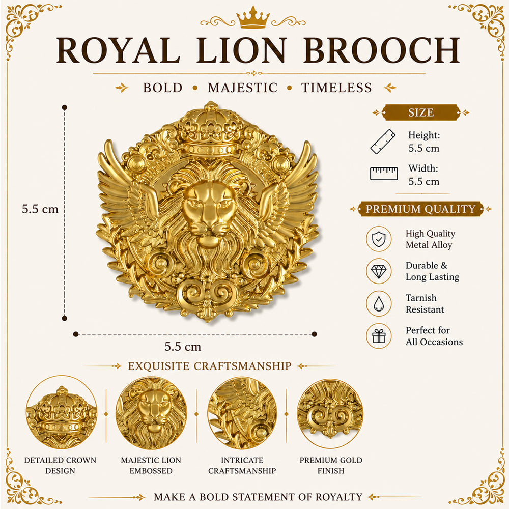 Royal Lion Crown Brooch
