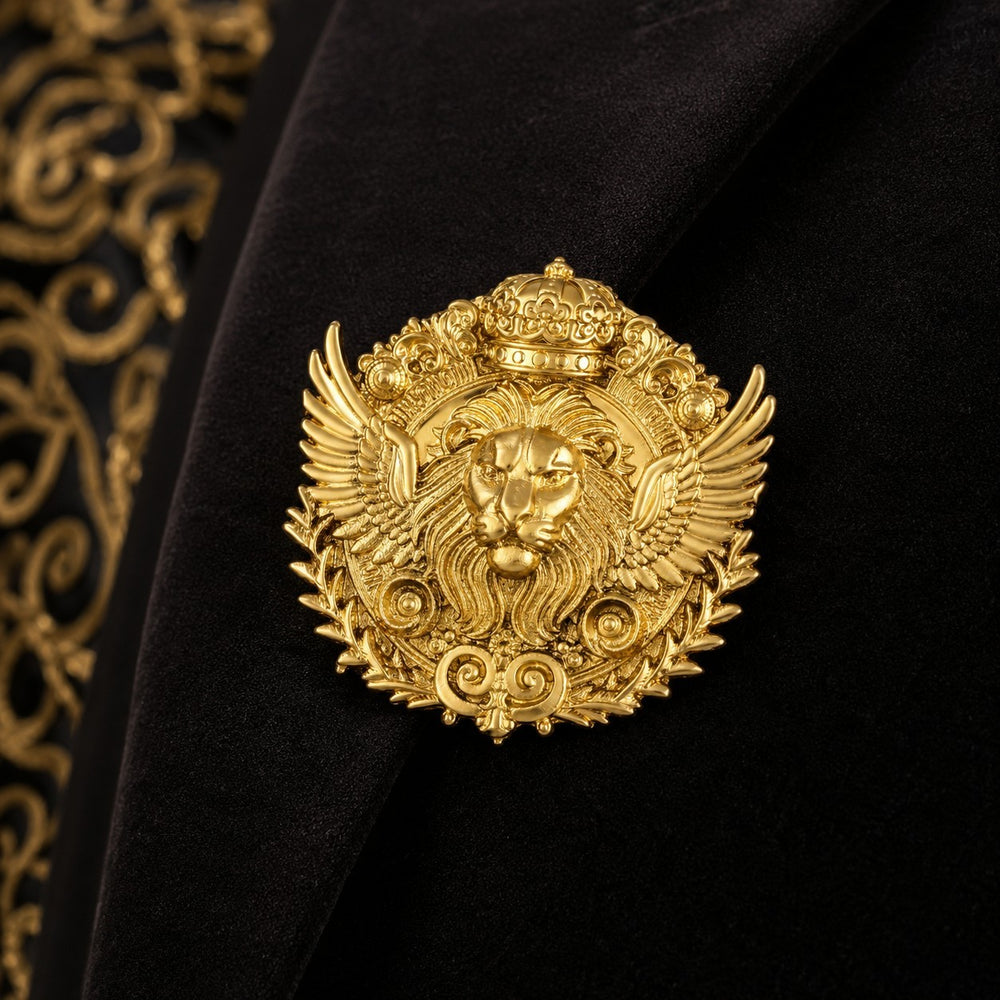 Royal Lion Crown Brooch