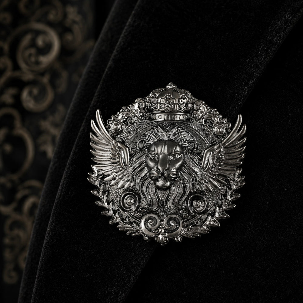 Royal Lion Crown Brooch