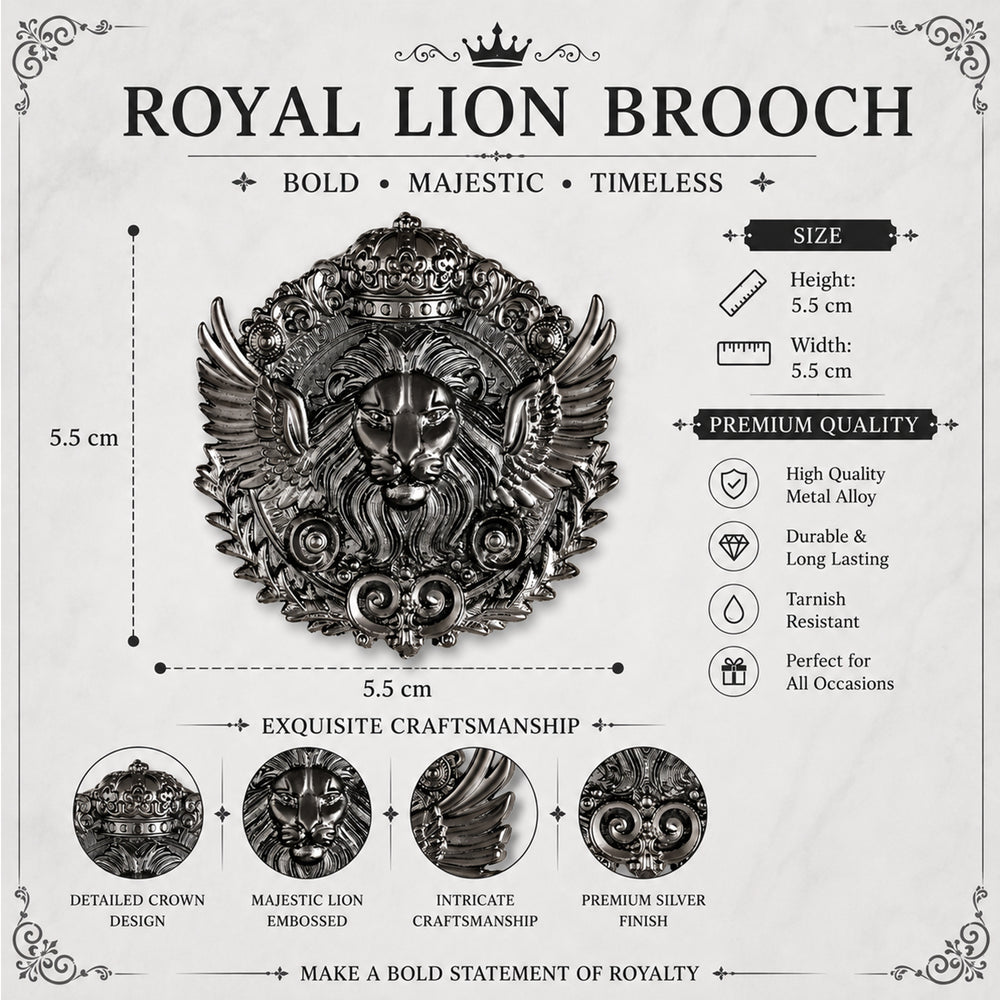 Royal Lion Crown Brooch