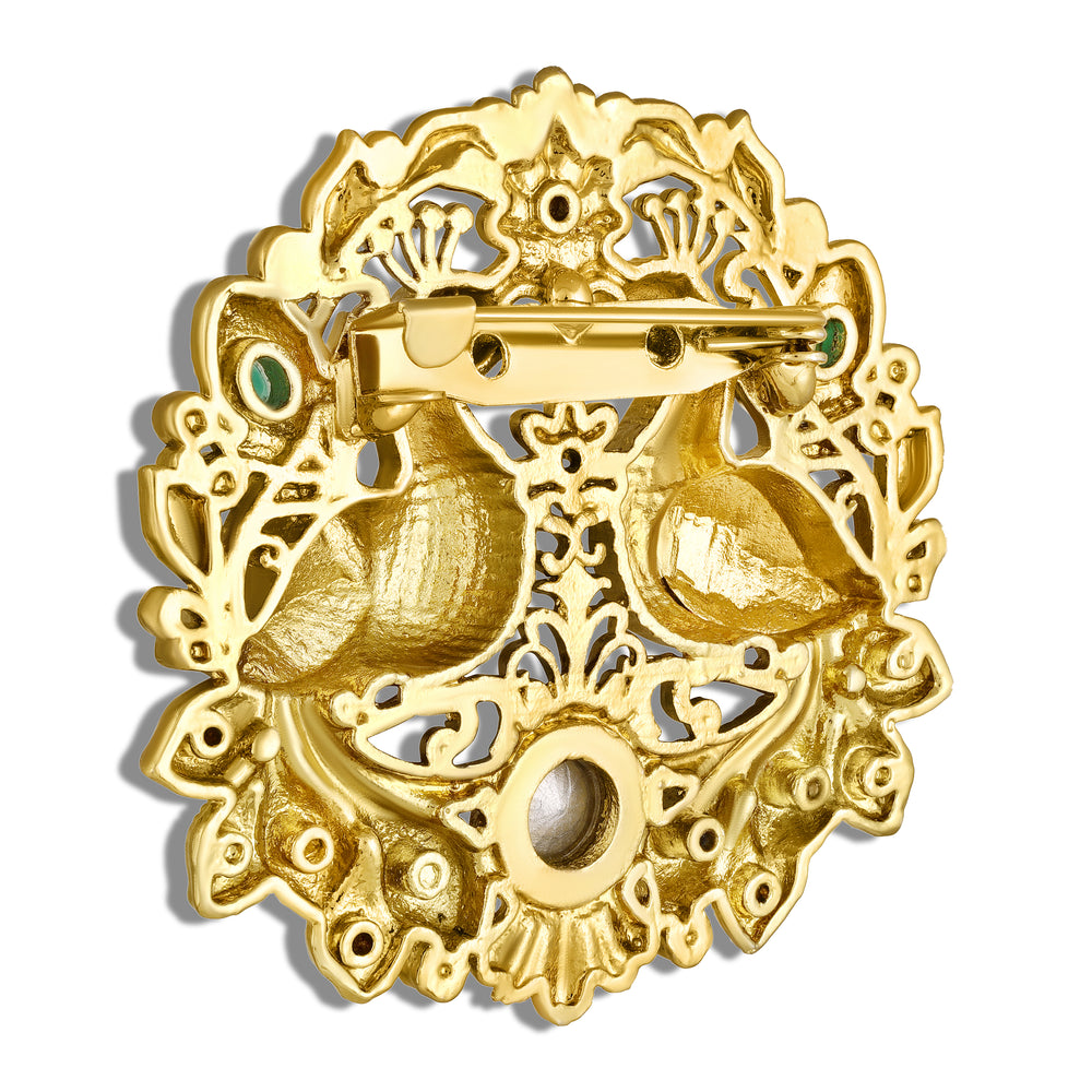 Mayur Milan Green Crystals Unisex Brooch