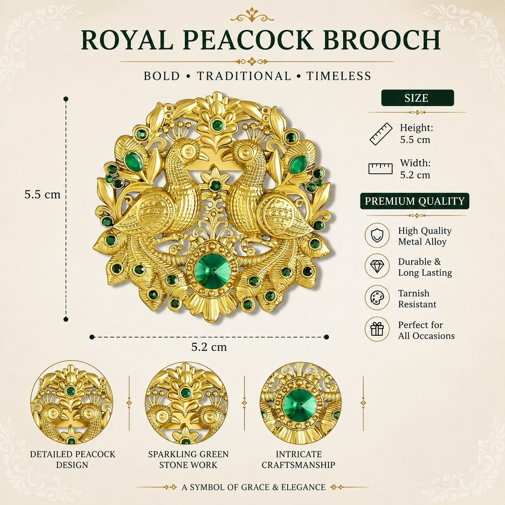 Mayur Milan Green Crystals Unisex Brooch