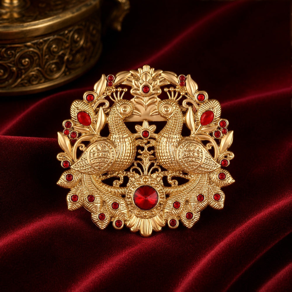 Mayur Milan Green Crystals Unisex Brooch