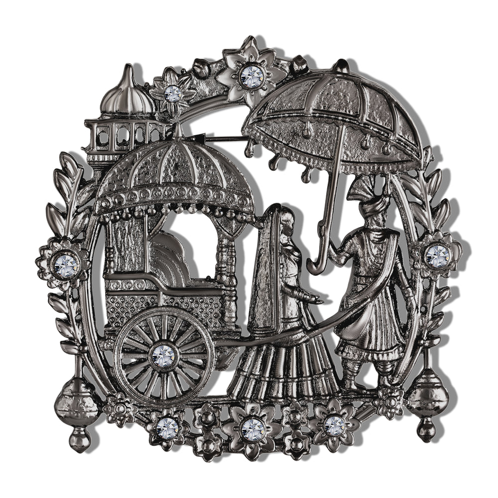 Rajwadi Dulha Dulhan Doli Brooch