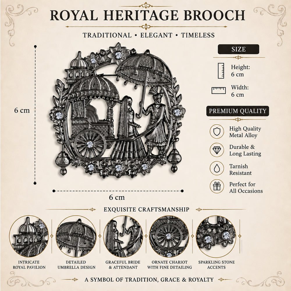 Rajwadi Dulha Dulhan Doli Brooch