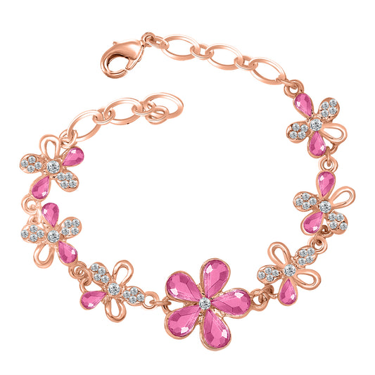 Floral Link Pink Bracelet