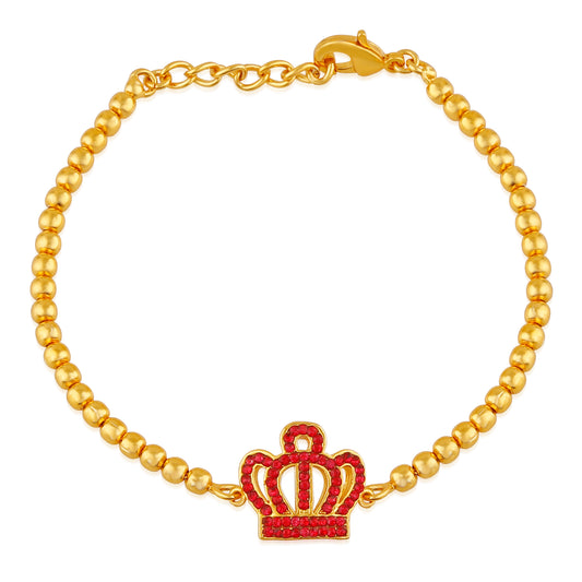Elegant Princess Crown Red Crystal Bracelet