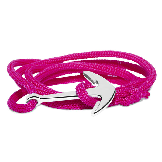 Anchor In Loop Rhodium Plated Adjustable Blue Rope Style Unisex Bracelet