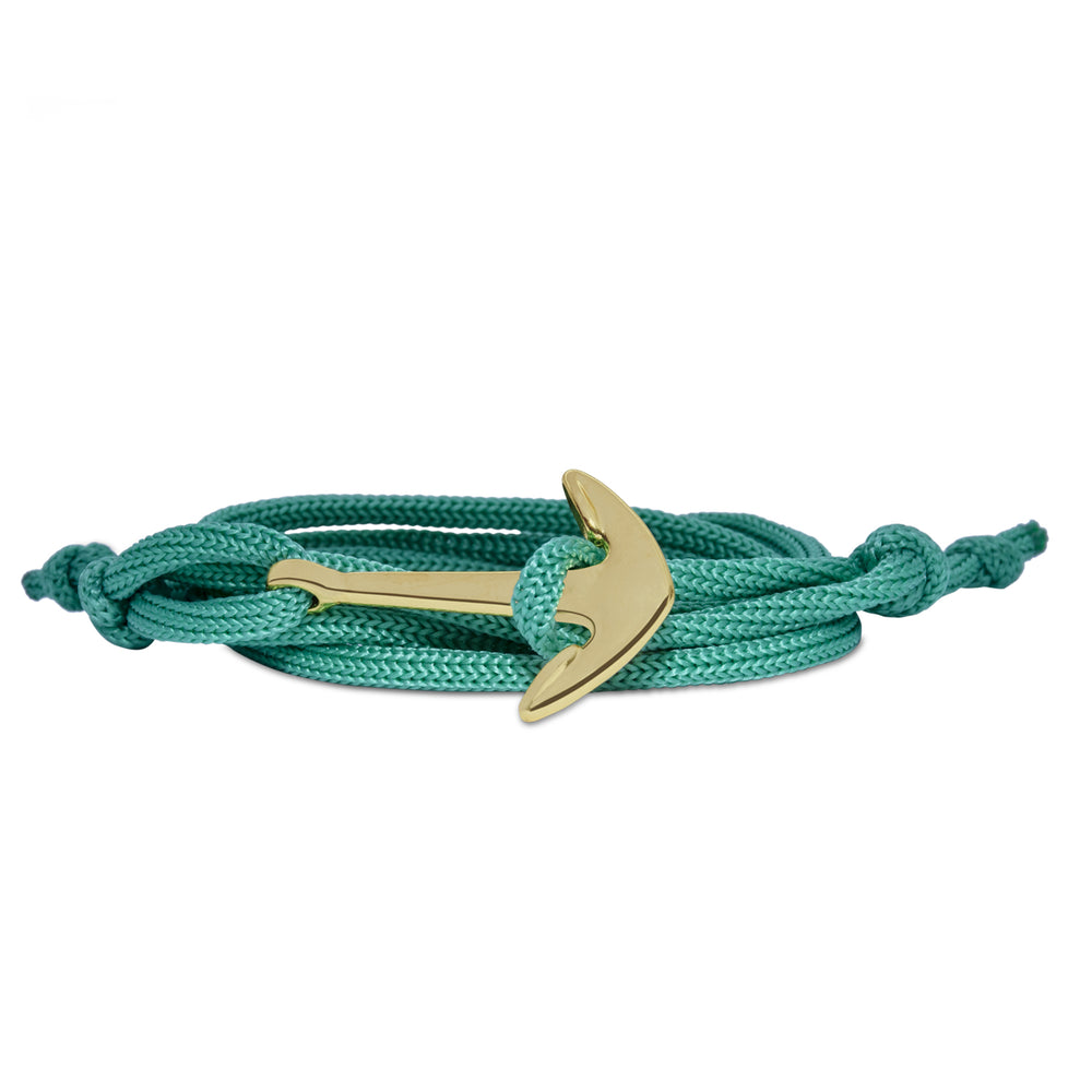 Anchor In Loop Rhodium Plated Adjustable Blue Rope Style Unisex Bracelet
