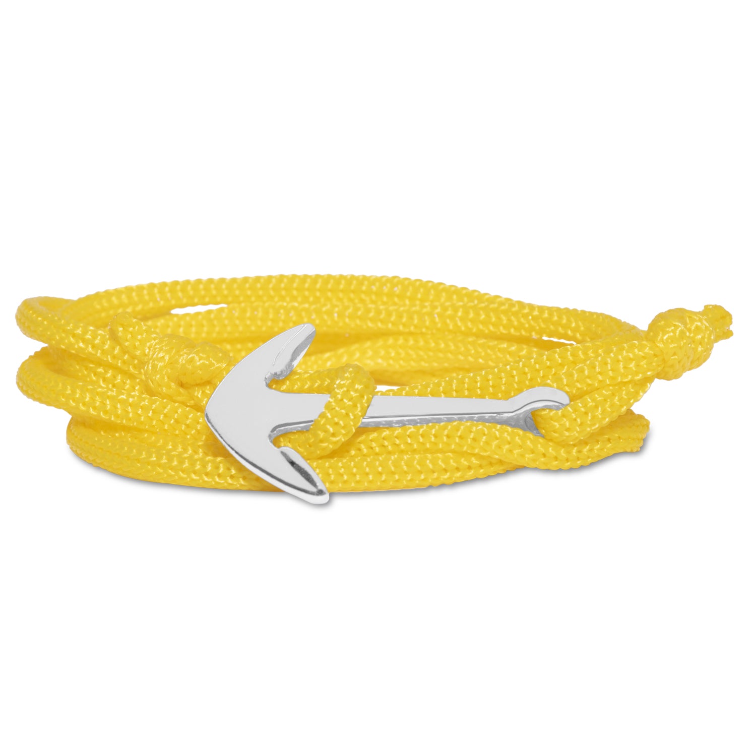 Anchor In Loop Rhodium Plated Adjustable Blue Rope Style Unisex Bracelet