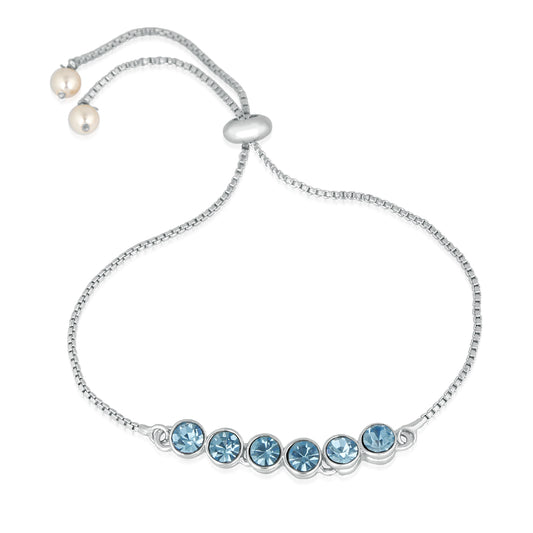 Gleaming Blue Solitaire Crystal Adjustable Bracelet