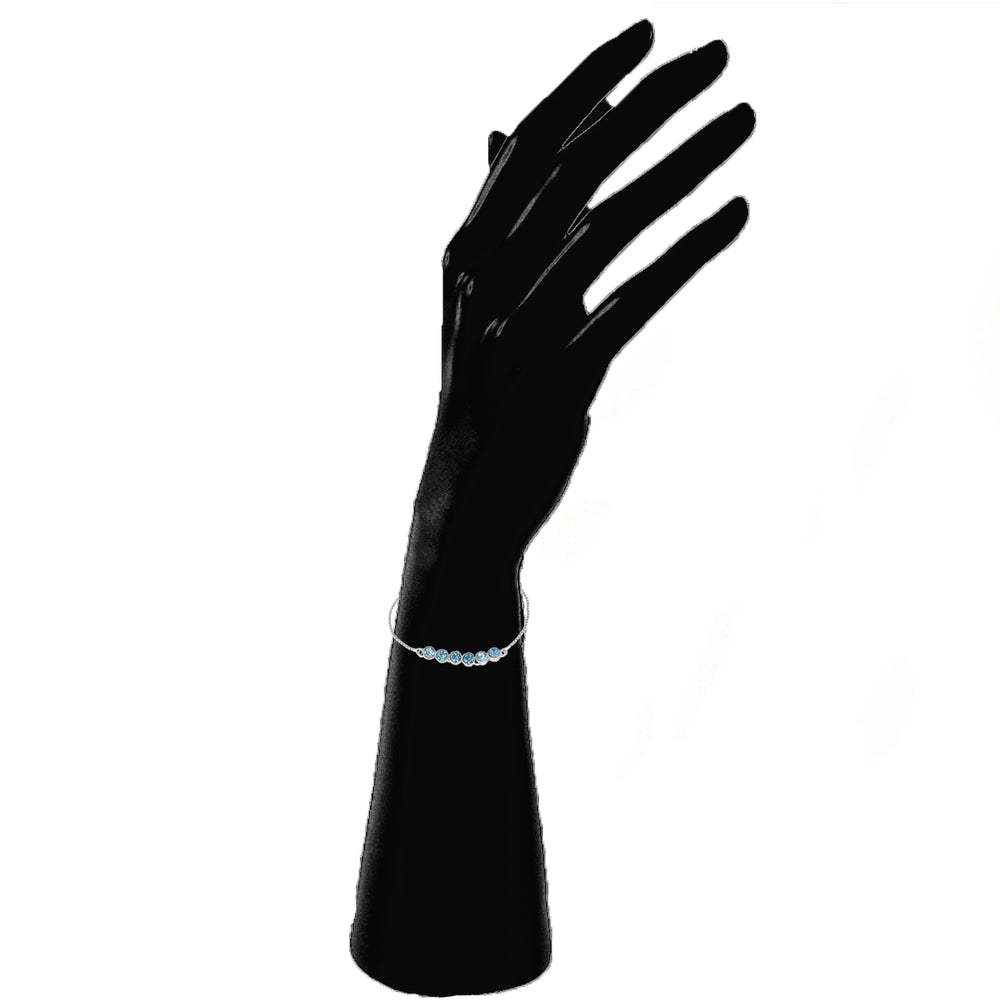 Gleaming Blue Solitaire Crystal Adjustable Bracelet