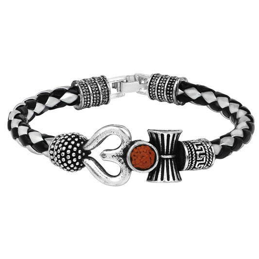 Rudraksha Bholenath Trishul Damroo Cuff Kada Bracelet