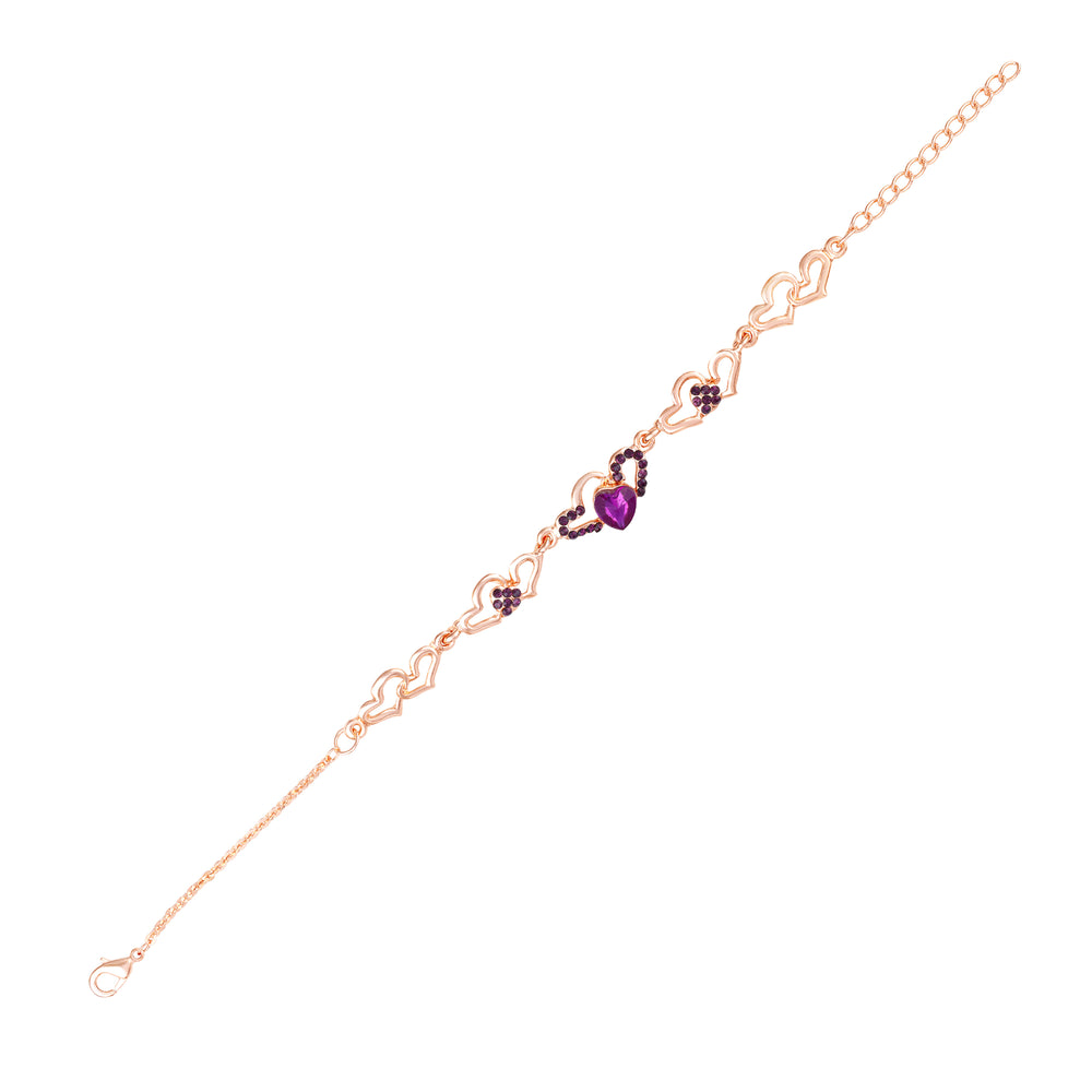 Lovely Red Heart Link Bracelet with Glittering Crystal